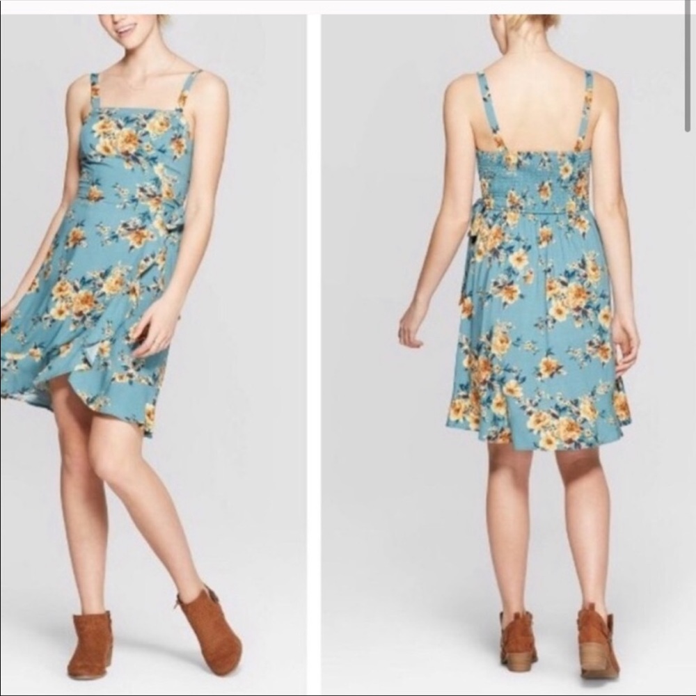 Xhilaration Floral Wrap Ruffle Dress